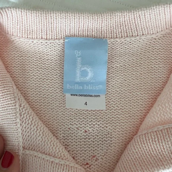 Bella Bliss Pink Appliqué Heart Cardigan, sz 4, EUC - Picture 3 of 4